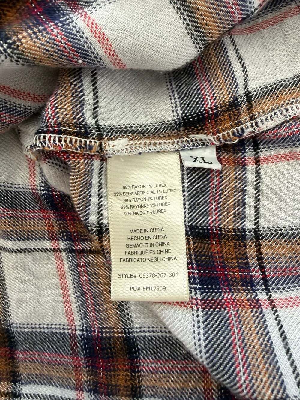 Cloth & Stone Anthropologie Plaid Metallic Lurex Button Down Shirt - Picture 5 of 7